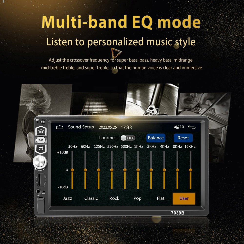 (US/EU Stock) Podofo 7'' Single Din Car Stereo with Carplay Android Auto 1 Din Car Radio Car MP5 Player BT FM EQ Aux In+ Mic